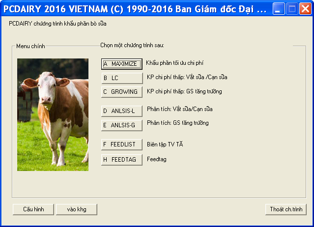 Ration formulation software in Vietnamese